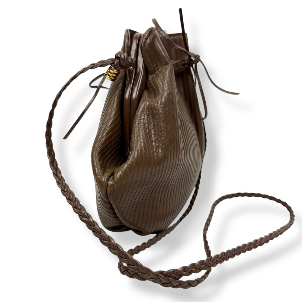 1960's kiss lock taupe striped leather mini purse by CORET MONTREAL CANADA - Picture 10 of 16